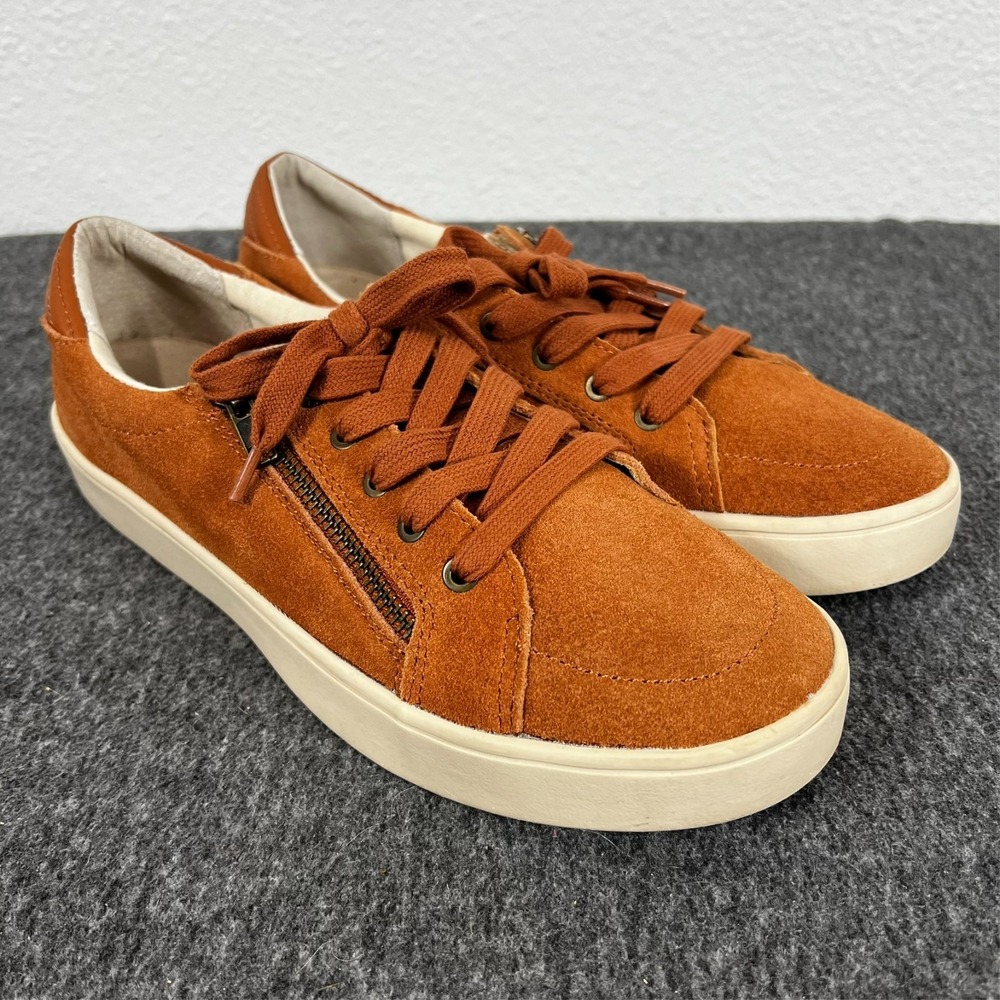 Revitalign Wrigley Low Top Sneakers‎ Shoes Brown Side Zip Women's 9.5B